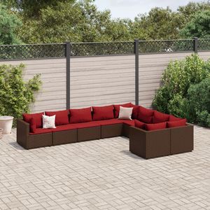 Juego de Sofás Modulares de Ratán Sintético Marrón de 9 Piezas para Patio y Jardín - Product Image 1