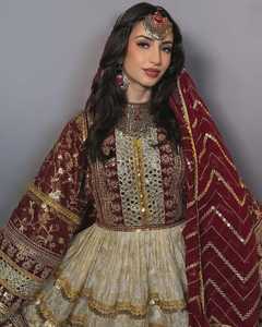 Vestido Maxi de Gasa y Cachemira para Mujer, Estilo Salwar Kameez Tribal Afgano Kuchi, con Decoración de Encaje, Estampado Elegante para Boda o Novia - Product Image 4