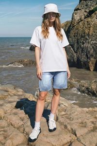 Shorts en jean baggy pour homme, coupe ample, taille élastique, entrejambe de 7 pouces - Product Image 3