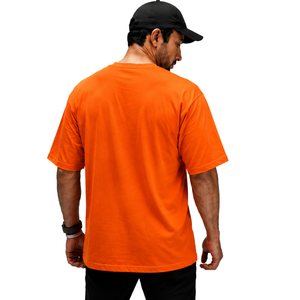 <b>Men</b>’s 100% Cotton <b>Bright</b> Orange Oversized T-<b>Shirt</b> Heavyweight Breathable Crew Neck Short Sleeve Casual Gym Streetwear Training - Product Image 1