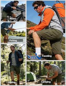 Shorts cargo pour homme en coton, coupe décontractée, style outdoor, multi-poches - Product Image 6