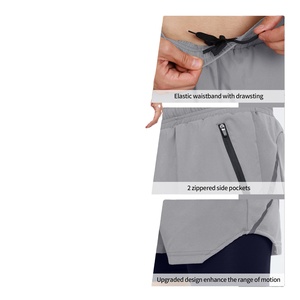 Gran oferta, pantalones cortos para correr para hombre, Fitness, Yoga, ejercicio, Jogging, pantalones cortos transpirables para bicicleta, 2 en 1, ropa de gimnasio, pantalones deportivos de verano - Product Image 3