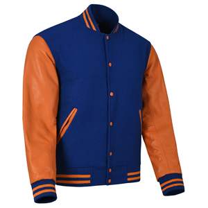 Veste de baseball en chenille de laine avec logo personnalisé, veste varsity vintage pour hommes, veste varsity à manches en cuir orange, veste pour hommes - Product Image 5