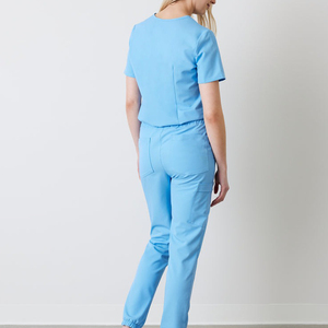 Customized Logo Medical <b>Scrubs</b> Jogger <b>Set</b> Blue Nursing Uniform Hospital Workwear Comfortable Stretch OEM Wholesale Supplier - Product Image 3
