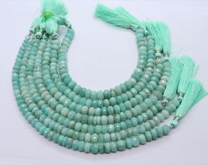 ลูกปัดอะเมโซไนต์ทรงรอนเดลล์เจียระไนธรรมชาติขนาด 7-8 มม. ลูกปัดอัญมณีอะเมโซไนต์ทรงรอนเดลล์ธรรมชาติขนาด 9 นิ้ว สำหรับทำเครื่องประดับ - Product Image 1