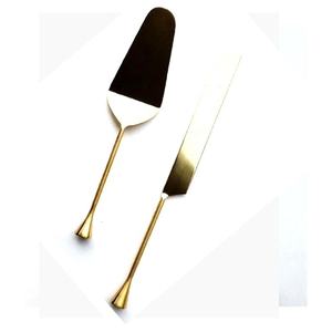 Ensemble de serveur de gâteau de mariage plus chaud de buffet d'acier inoxydable ensemble de service de gâteau de poignée solide carrée brillante d'or - Product Image 3