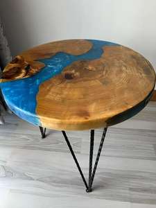 Suministro directo de fábrica de mesa de centro moderna de madera y resina epoxi, mesa de resina de madera para sala de estar a precio descontado - Product Image 2