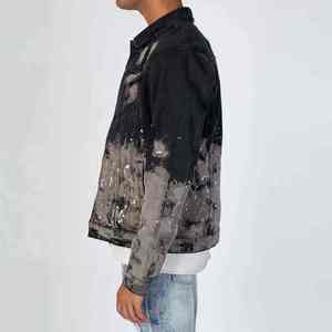 Veste en jean déchirée pour homme, style classique décontracté, boutonnée, avec trous peints à la main, coupe régulière, en coton tricoté pour l'hiver - Product Image 4