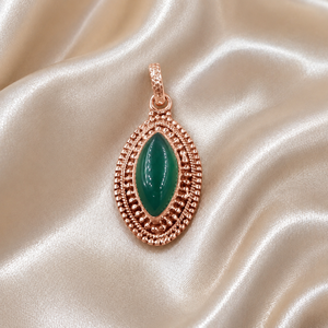 Marquise Green Onyx Pure 925 Sterling Silver Pendant Handmade Vintage <b>Statement</b> <b>Necklace</b> Charm Rose Gold Yellow Gold Plated - Product Image 3