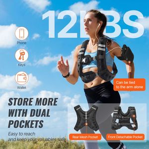 Gilet lesté réfléchissant de 12 lb, réglable, équipement de fitness corporel, entraînement pour hommes et femmes, pour la boxe - Product Image 4