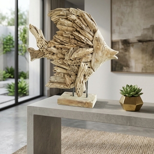 Soporte Fishdory para Escultura de Pez Dory de Madera Hecha a Mano, Arte Decorativo Rústico Costero para Mesa, Adorno para el Hogar - Product Image 4