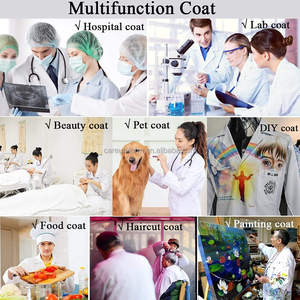 Blouse de laboratoire blanche tissée pour femme, manches courtes, uniforme d'hôpital, blouse médicale en coton, 3 poches, fermeture à boutons-pression - Product Image 5
