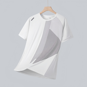 Camiseta de Verano para Hombre de Alta Calidad, Tejida en Algodón, a la Moda, de Secado Rápido, Transpirable, Holgada, Deportiva, de Color Sólido, Personalizable - Product Image 3