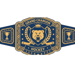 Grand Champion Hockey Title Belt with Bear Emblem and Cup Designs Premium Quality Customizable Leather Belt for Hockey Fans - Product Image 5
