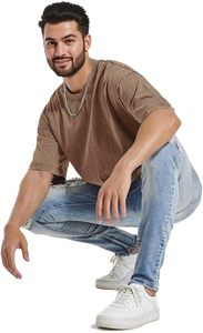 T-shirt homme coupe boxy personnalisable, tendance, effet délavé Adic, épaules tombantes, en coton épais 100% coton, style vintage. - Product Image 5