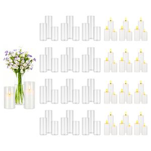 Centros de Mesa para Bodas, Decoraciones para Mesa, 72 Jarrones de Vidrio Transparente, Velas de Pilar, Portavelas Cilíndricos Altos, Modelo Hurricane - Product Image 1