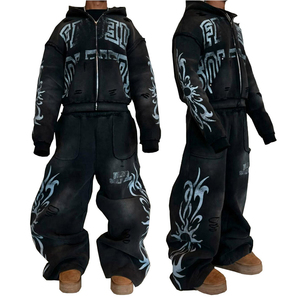 Custom 100% Casual Knitted Heavyweight Baggy Fleece Tracksuit Jogging Suit Hoodie and <b>Sweatpants</b> <b>Sets</b> Men - Product Image 4