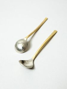 Ensemble de cuillères de service minimalistes en bois avec manches en métal, finition mate, couverts durables pour la restauration - Product Image 5