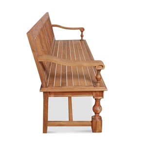 Solid Teak Wood <b>Bench</b> with Backrest and Armrests Classic Wooden <b>Bench</b> for <b>Indoor</b> Outdoor Furniture - Product Image 3