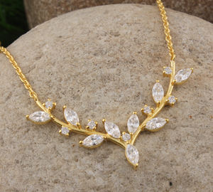 Collier en argent 925 plaqué platine de luxe, serti de zircone cubique de forme marquise vintage, fait à la main, breloques, AAA+, unisexe, bijoux d'anniversaire - Product Image 4