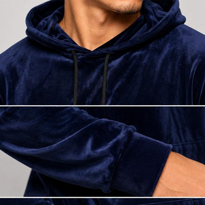 Mens Velvet Tracksuit Set 2 Piece Sweatsuits Outfits Long Sleeve Velour <b>Hoodies</b> and Sweatpants Sets Sports Suits - Product Image 2