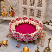 Plateau de mariage floral rose fait main avec perles pour la cérémonie nuptiale, la décoration et la présentation de cadeaux