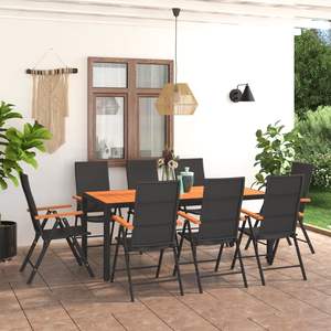 Conjunto de Comedor Grande con Altura Ajustable en Aluminio Negro y Marrón, Muebles de Patio - Product Image 1