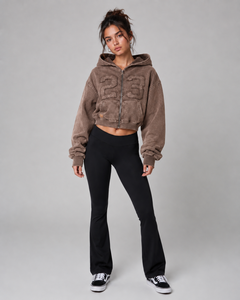 Sweat à capuche zippé surdimensionné en polaire pour femme, personnalisé, avec impression frontale numéro 23, séchage rapide, respirant, manches tombantes, streetwear d'hiver - Product Image 4