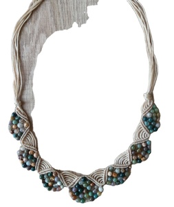 Macrame Necklace Turquoise Stone Handmade Beaded Pendant Necklace Choker Laying Necklaces <b>Chain</b> Anniversary Gifts for Mom Lover - Product Image 1