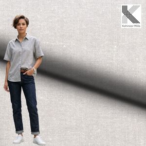 Tissu en coton et élasthanne teint en fil, tissage uni, 180 GSM, gris, extensible, poids moyen, finition douce, OEM ODM, vente en gros de tissu en coton - Product Image 2