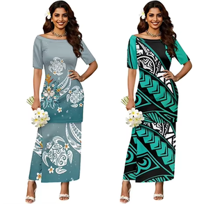 Vestido Polinesio Informal, Puletasi Samoano, Vestidos Elegantes de Estilo Isleño para Mujer - Product Image 4