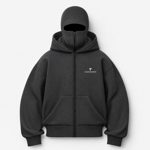 Sweat-shirt technique pour homme, personnalisé, épais 500 g/m², à capuche cagoule zippée intégrale, style streetwear oversize, uni, avec masque Shiesty - Product Image 1