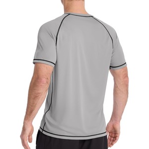 <b>Men's</b> Gradient Color Short Sleeve Rash Guard Quick Dry UPF50+ Eco-Friendly Breathable Spandex/Polyester Shirt Adult <b>Swim</b> <b>Top</b> - Product Image 3