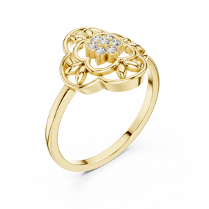 Bague Halo Florale en Or Jaune avec Grappe de Diamants de Laboratoire, Bijoux Fins d'Inspiration Vintage pour Femme, Cadeau d'Anniversaire - Product Image 4