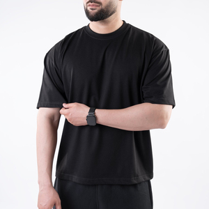 T-shirt d'été pour homme, coupe ample, manches courtes, respirant, en polyester/coton, motif uni, coupe classique - Product Image 5