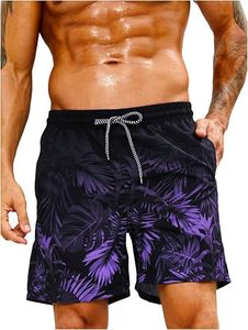 Short de bain pour homme à imprimé tortue, en polyester/coton extensible, séchage rapide, avec cordon de serrage, taille mi-haute, pour la plage et les loisirs - Product Image 1