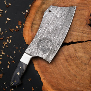 Couteau de cuisine de chef en acier Damas forgé à la main, lame de 7 pouces en forme de goutte de pluie, avec manche en bois, ambidextre, durable, tranchant comme un rasoir, pour la viande - Product Image 5