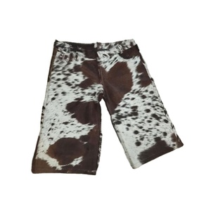 Hot Selling Luxury Genuine Cowhide <b>Hair</b>-On Leather <b>Men's</b> High Street Style Button Fly Quick Dry & Breathable Summer Shorts - Product Image 1