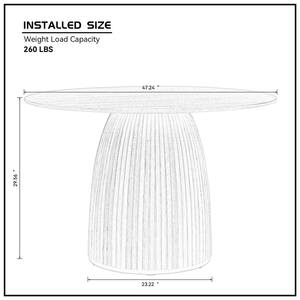 Modern Round <b>Wood</b> Dining <b>Table</b> with Fluted Pedestal Base <b>Solid</b> Oak Finish Circular Kitchen <b>Table</b> for 4 - Product Image 6