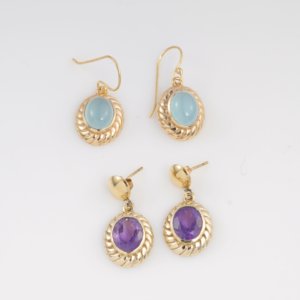 Boucles d'oreilles pendantes en améthyste naturelle plaquées or, pierre précieuse violette, style vintage, nœud décoratif, bijoux tendance pour femme, cadeau de fête - Product Image 3