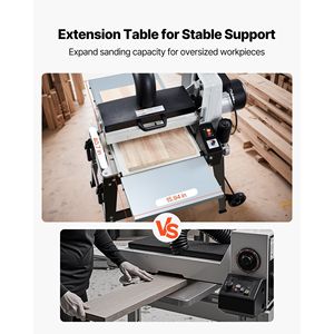 Levigatrice a Tamburo a Doppio Motore da 16 Pollici, 1.5HP, 1720RPM, a Velocità Variabile, con Nastro Trasportatore per Lavorazione del Legno, con Supporto e Tavoli di Estensione per Pialle per Legno - Product Image 6