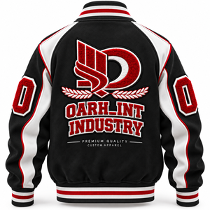 OARH_INT INDUSTRY เสื้อแจ็คเก็ตวาร์ซิตี้สีดำขาวสำหรับผู้ชาย ปักโลโก้ สวมใส่สบายๆ ในฤดูใบไม้ร่วง ทรงพอดีตัว - Product Image 2