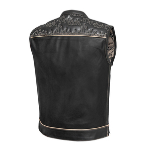 Men's <b>Leather</b> Motorcycle Vest Wholesale Custom Adults OEM ODM <b>Sleeveless</b> Biker <b>Jacket</b> Vintage Casual Outerwear - Product Image 2