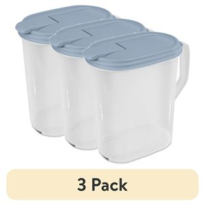 Lot de 3 pichets en plastique transparent de 1 gallon avec bec verseur à clapet bleu clair - Product Image 1