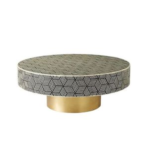 Table basse en os, mobilier traditionnel, incrustation complexe, mosaïque artisanale, pièce maîtresse décorative exotique pour l'intérieur - Product Image 4