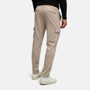 Pantalones Deportivos Beige para Hombre, Cintura Elástica con Cordón, Estilo Casual, Múltiples Bolsillos, Algodón de Peso Medio, para Otoño - Product Image 4