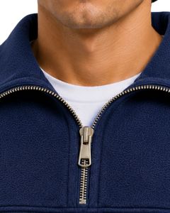 Navy Blue <b>Men</b> Oversized Quarter Zip Sweatshirt <b>Pullover</b> Fleece Long Sleeve Casual Streetwear Sweater Custom Heavy Cotton Top - Product Image 6