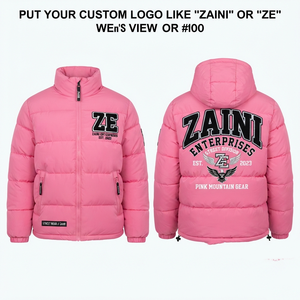70 GSM Polyester Taffeta Pink Quilted Puffer <b>Jacket</b> Custom Embroidered Applique Logo Winter Wear - Product Image 1