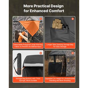 Tenda Mimetica Leggera per 6-7 Persone, Riforzata e Resistente, con Borsa per il Trasporto, Riparo Nascosto per la Caccia - Product Image 5
