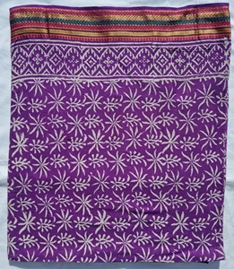 Pareo de algodón morado con estampado a mano y borde de Zari, pareo floral para la playa, chal bohemio, bufanda, cubrecuerpo ligero - Product Image 4